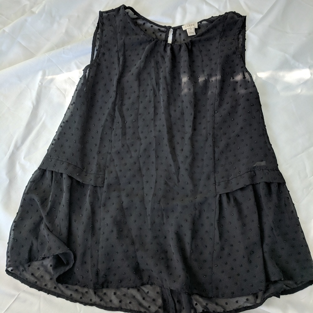 Black sheer J Crew sleeveless peplum NWOT